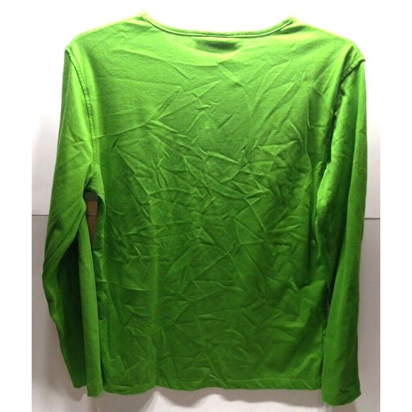 M &C Sportswear Let It Snow Long Sleeve Tee Shirt Size Large Snowman Neon Green - Picture 5 of 6